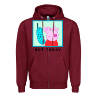 Burgundy peppa pig not today Zipper Hoodie - artisFamous