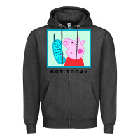 Charcoal Heather peppa pig not today Zipper Hoodie - artisFamous