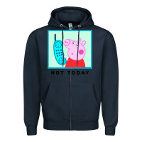 Navy peppa pig not today Zipper Hoodie - artisFamous
