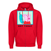 Red peppa pig not today Zipper Hoodie - artisFamous
