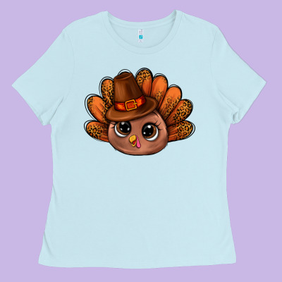 Turkey And Leopard Pattern And Thanksgiving Hat Bbs Ladies Tee Designed By Bundleandbundleshop