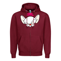 Burgundy pinky and the brain big face Zipper Hoodie - artisFamous