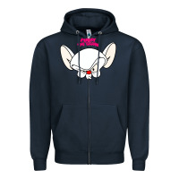 Navy pinky and the brain big face Zipper Hoodie - artisFamous