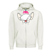 Oatmeal Heather pinky and the brain big face Zipper Hoodie - artisFamous