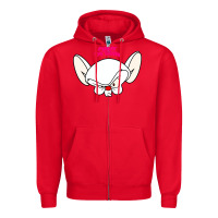 Red pinky and the brain big face Zipper Hoodie - artisFamous
