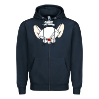 Navy pinky and the brain big face Zipper Hoodie - artisFamous