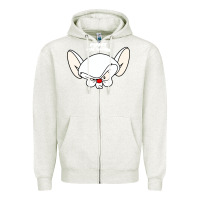Oatmeal Heather pinky and the brain big face Zipper Hoodie - artisFamous