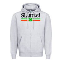 Heather Grey slainte shirt irish cheers toast shamrock Zipper Hoodie - artisFamous