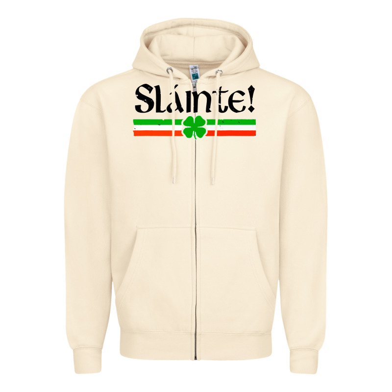 Slainte Shirt Irish Cheers Toast Shamrock Zipper Hoodie by artisFamous | Teevron