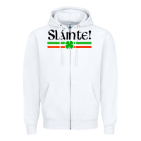 White slainte shirt irish cheers toast shamrock Zipper Hoodie - artisFamous