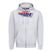 Heather Grey Indy 500 Zipper Hoodie - artisFamous