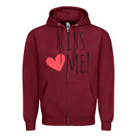 Burgundy Kiss Me Zipper Hoodie - artisFamous