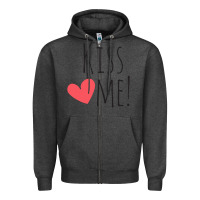 Charcoal Heather Kiss Me Zipper Hoodie - artisFamous