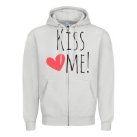 Dove Grey Kiss Me Zipper Hoodie - artisFamous