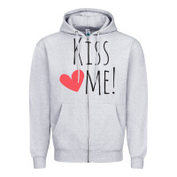 Heather Grey Kiss Me Zipper Hoodie - artisFamous