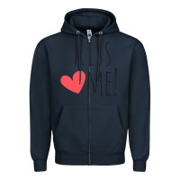 Navy Kiss Me Zipper Hoodie - artisFamous