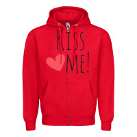 Red Kiss Me Zipper Hoodie - artisFamous