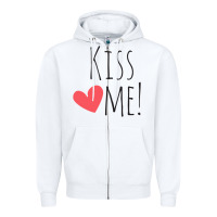 White Kiss Me Zipper Hoodie - artisFamous