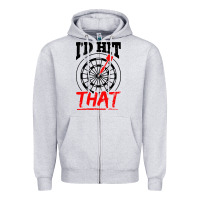 Heather Grey i'd hit that darts Zipper Hoodie - artisFamous