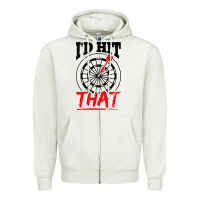 Oatmeal Heather i'd hit that darts Zipper Hoodie - artisFamous
