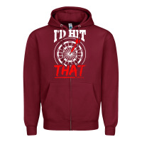 Burgundy i'd hit that darts Zipper Hoodie - artisFamous