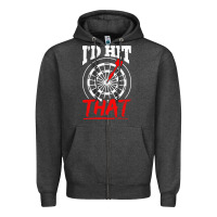 Charcoal Heather i'd hit that darts Zipper Hoodie - artisFamous