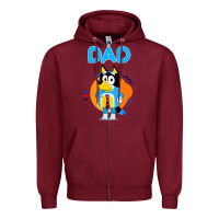 Burgundy bluey dad lover forever Zipper Hoodie - artisFamous