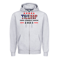 Heather Grey donald trump 2024 take america back election Zipper Hoodie - artisFamous