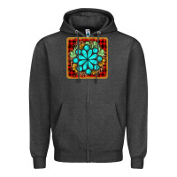 Charcoal Heather gemstone cactus christmas coaster Zipper Hoodie - JahusDesignShop