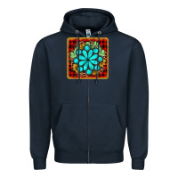 Navy gemstone cactus christmas coaster Zipper Hoodie - JahusDesignShop