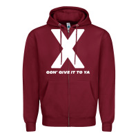 Burgundy x gon' give it to ya d.m.x t shirt Zipper Hoodie - artisFamous