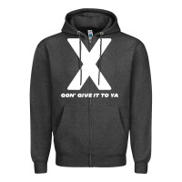 Charcoal Heather x gon' give it to ya d.m.x t shirt Zipper Hoodie - artisFamous