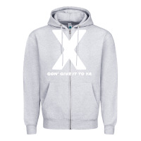 Heather Grey x gon' give it to ya d.m.x t shirt Zipper Hoodie - artisFamous
