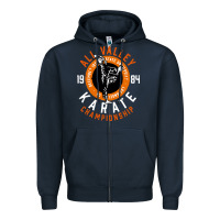 Navy old school all valley karate championship retro Zipper Hoodie - artisFamous
