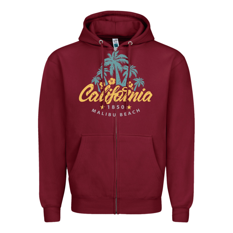 California Malibu Beach Zipper Hoodie by artisFamous | Teevron