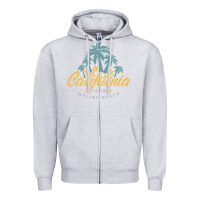Heather Grey california malibu beach Zipper Hoodie - artisFamous