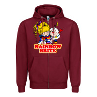 Burgundy rainbow brite Zipper Hoodie - artisFamous