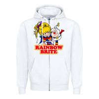 White rainbow brite Zipper Hoodie - artisFamous