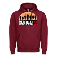 Burgundy red dead redemption Zipper Hoodie - artisFamous