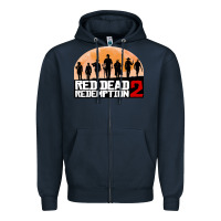 Navy red dead redemption Zipper Hoodie - artisFamous