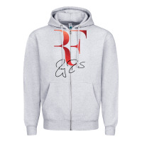 Heather Grey rf federer Zipper Hoodie - artisFamous