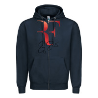 Navy rf federer Zipper Hoodie - artisFamous