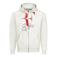 Oatmeal Heather rf federer Zipper Hoodie - artisFamous