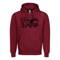 Burgundy cruise ship bon voyage Zipper Hoodie - artisFamous