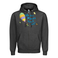 Charcoal Heather seuss oh the places you’ll go Zipper Hoodie - artisFamous