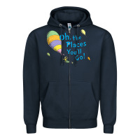 Navy seuss oh the places you’ll go Zipper Hoodie - artisFamous