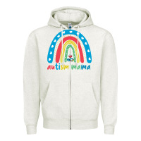 Oatmeal Heather Autism Mama Zipper Hoodie - artisFamous