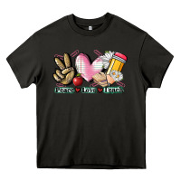 Asphalt Peace love teach Heavy Core Tee - CowGirlArtShop