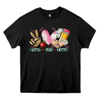 Black Peace love teach Heavy Core Tee - CowGirlArtShop