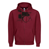 Burgundy drums drummer Zipper Hoodie - artisFamous
